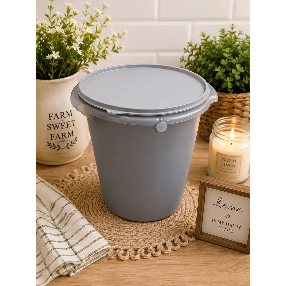 Tupperware Bucket Container Jug 8.5L Tall And Round With Handle New Cottagecore